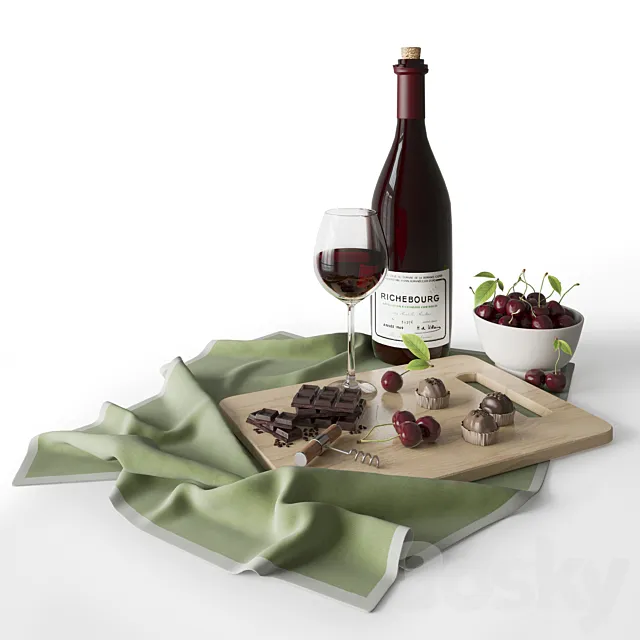 Wine and chocolate 3ds Max