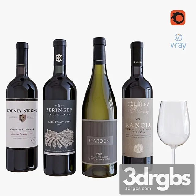 Wine bottle set 7 3dsmax Download