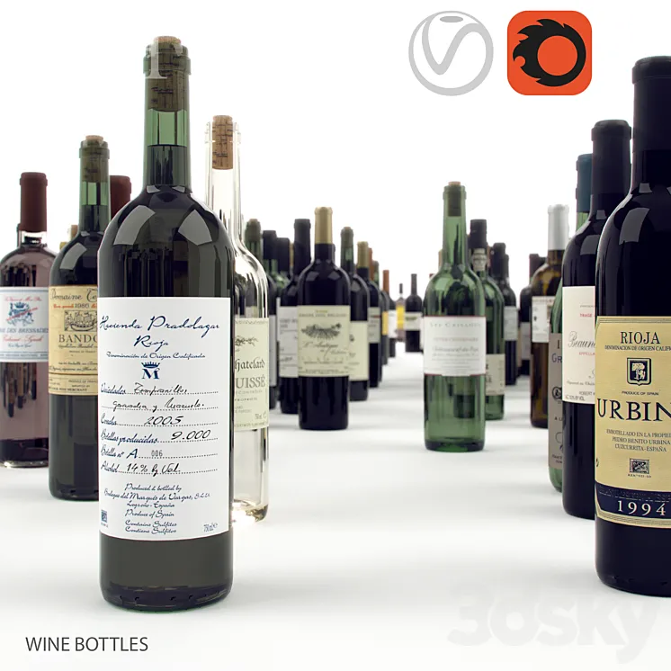 wine bottles 3DS Max