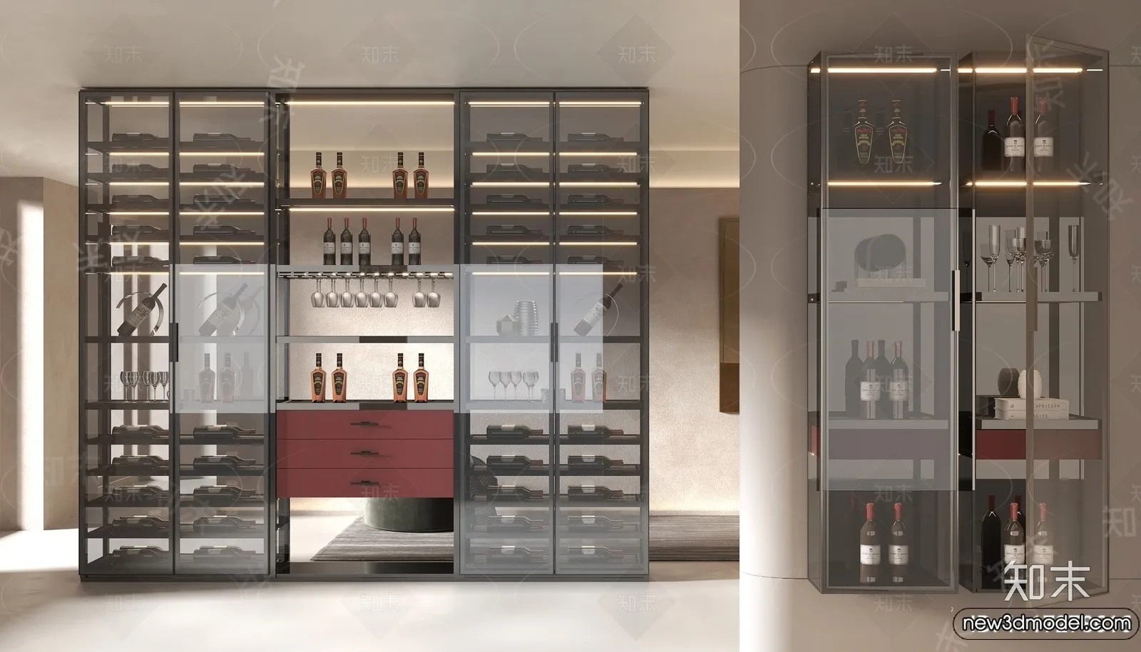 Wine Cabinet 3D Models – 3D Furniture for Interior Design – 004