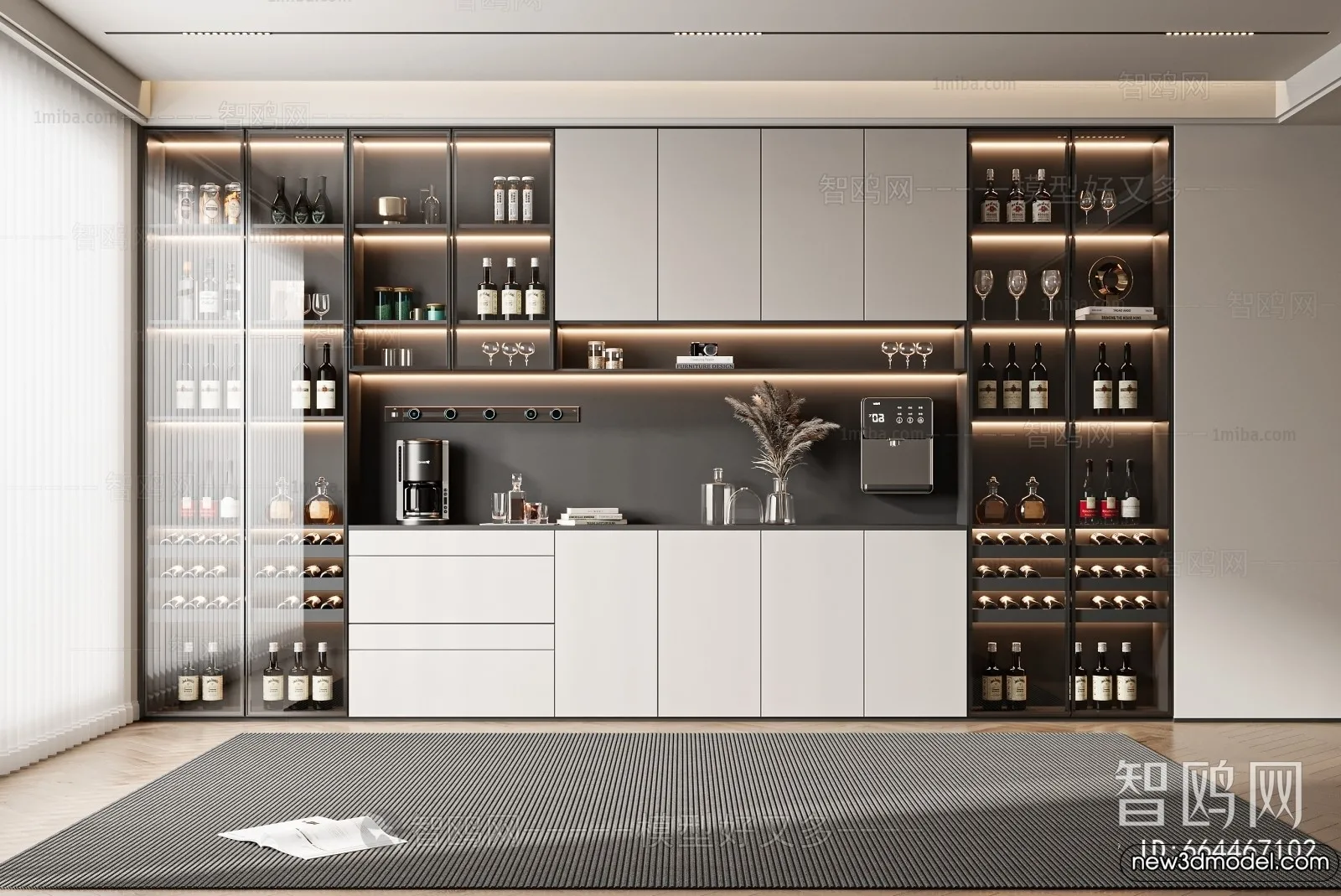 Wine Cabinet 3D Models – 3D Furniture for Interior Design – 014