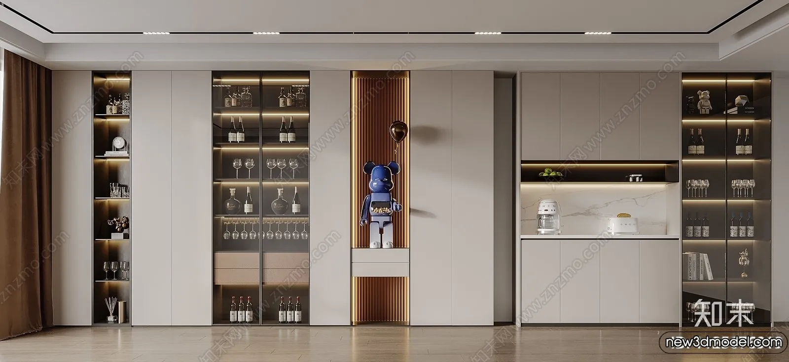 Wine Cabinet 3D Models – 3D Furniture for Interior Design – 026