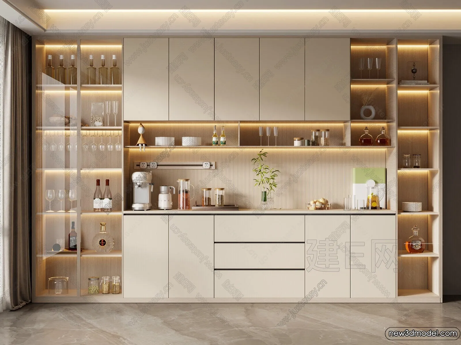 Wine Cabinet 3D Models – 3D Furniture for Interior Design – 033