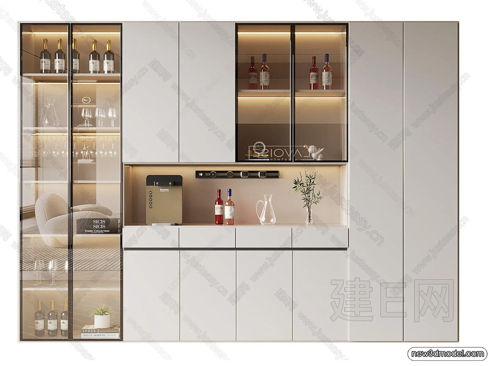 Wine Cabinet 3D Models – 3D Furniture for Interior Design – 037