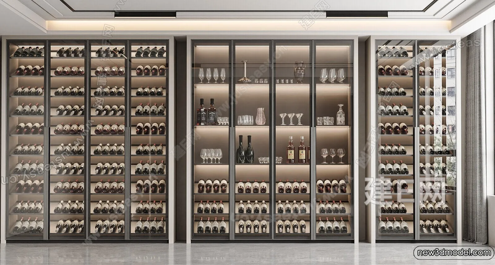 Wine Cabinet 3D Models – 3D Furniture for Interior Design – 038