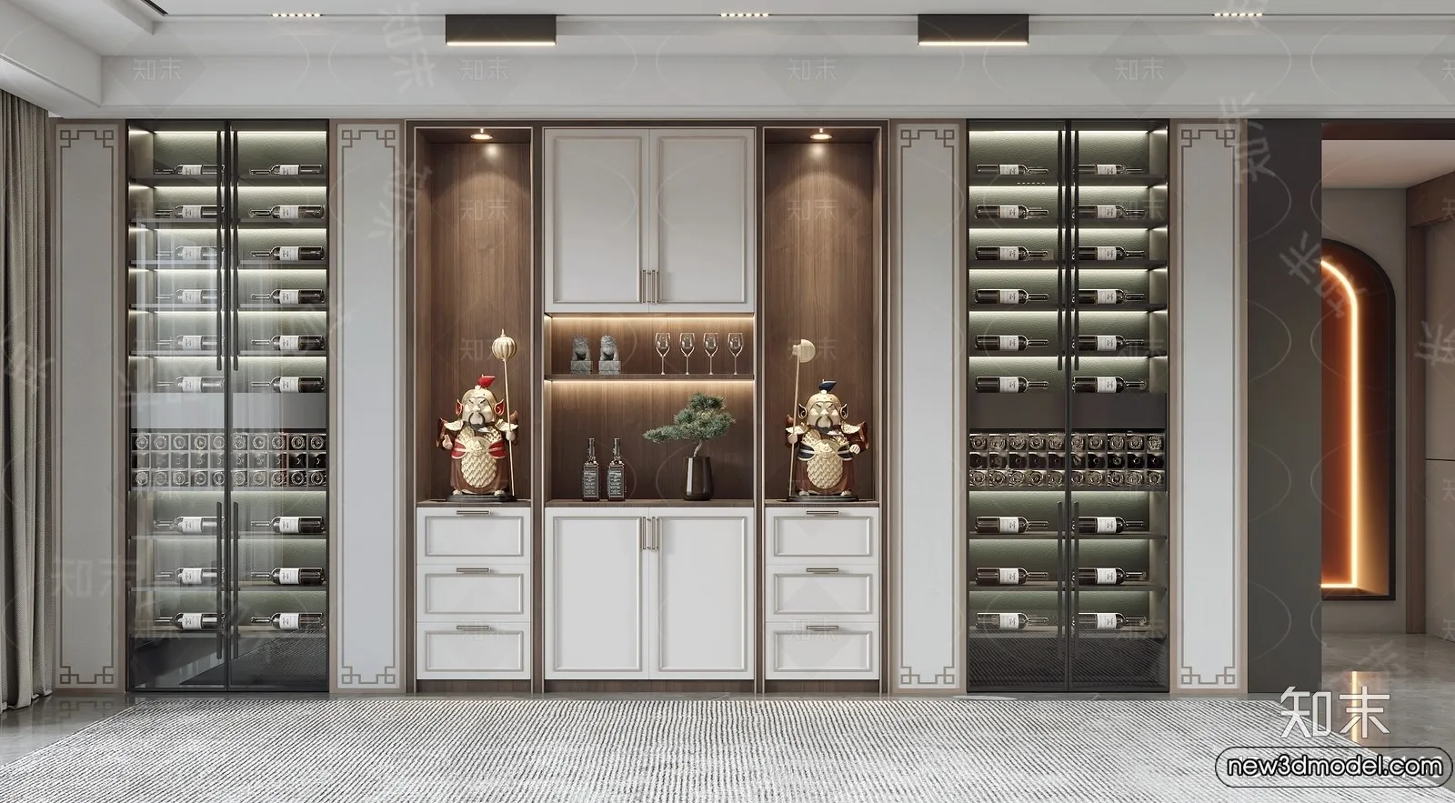 Wine Cabinet 3D Models – 3D Furniture for Interior Design – 043