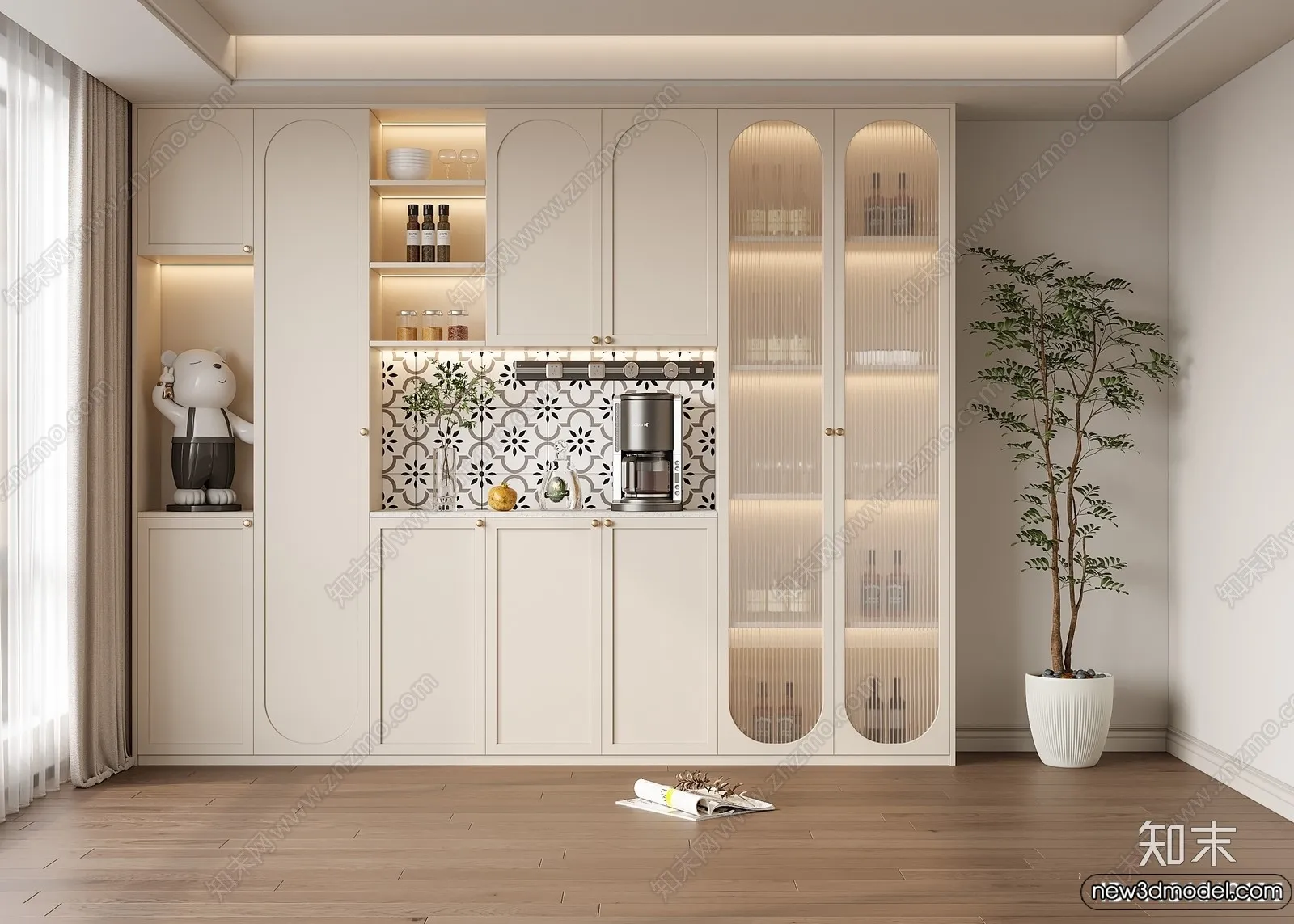 Wine Cabinet 3D Models – 3D Furniture for Interior Design – 046