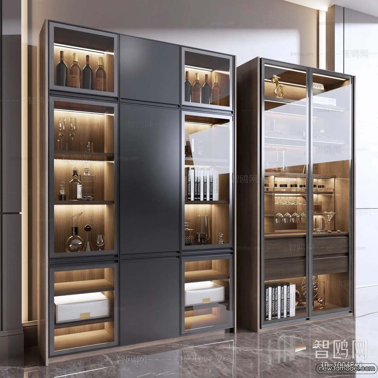 Wine Cabinet 3D Models – 3D Furniture for Interior Design – 048