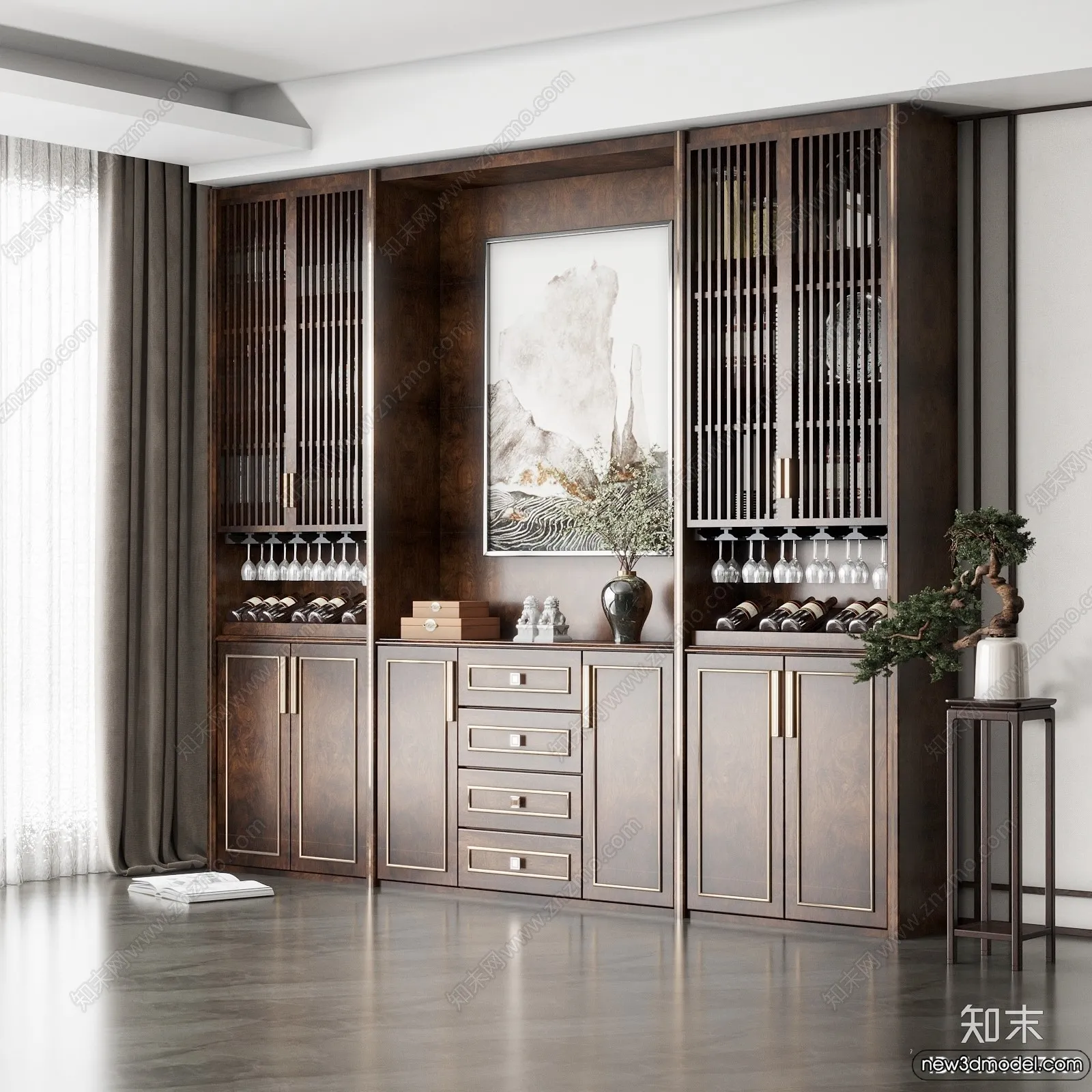 Wine Cabinet 3D Models – 3D Furniture for Interior Design – 051