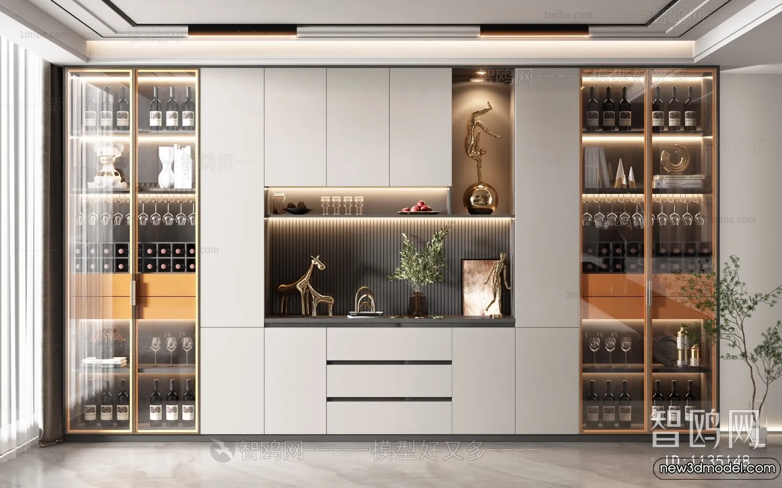 Wine Cabinet 3D Models – 3D Furniture for Interior Design – 059