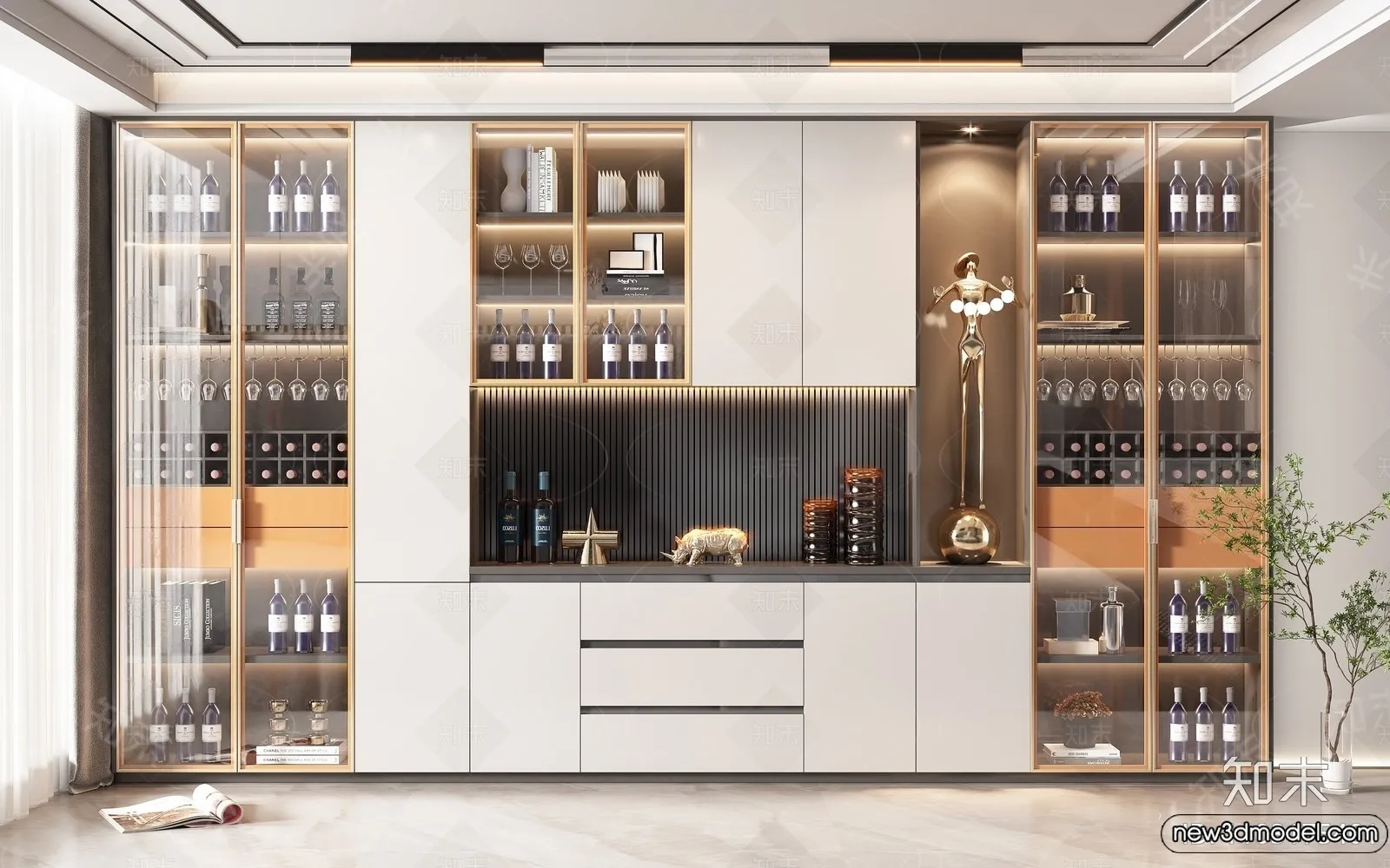 Wine Cabinet 3D Models – 3D Furniture for Interior Design – 060