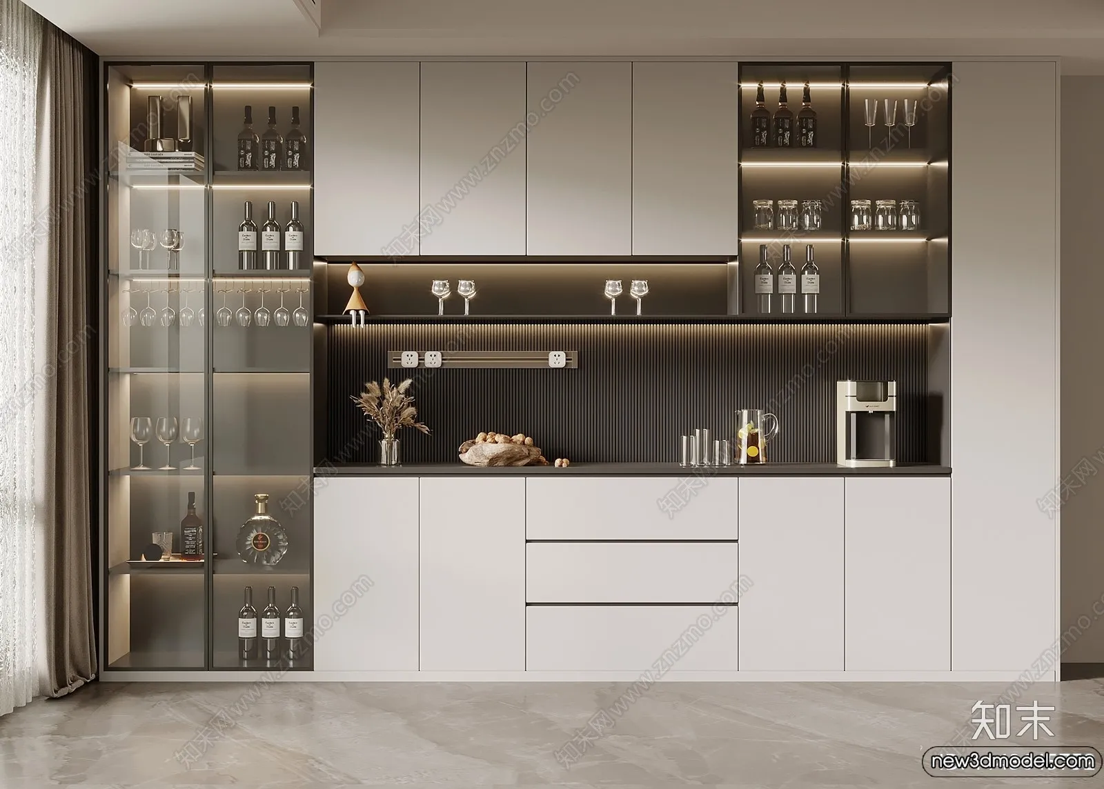 Wine Cabinet 3D Models – 3D Furniture for Interior Design – 064