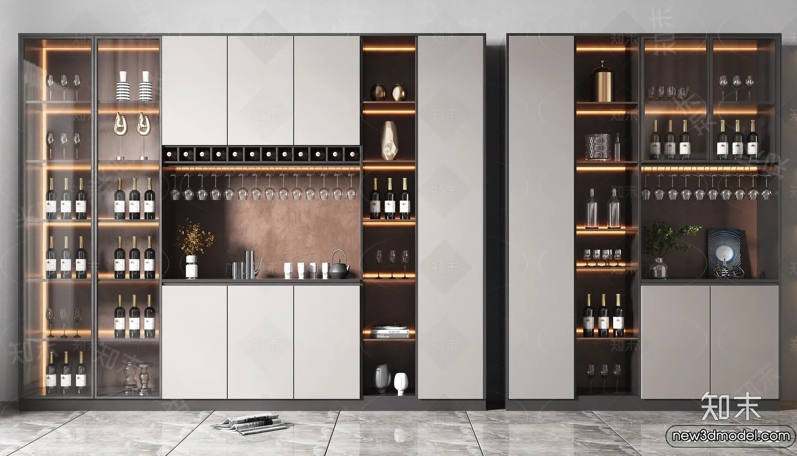 Wine Cabinet 3D Models – 3D Furniture for Interior Design – 118