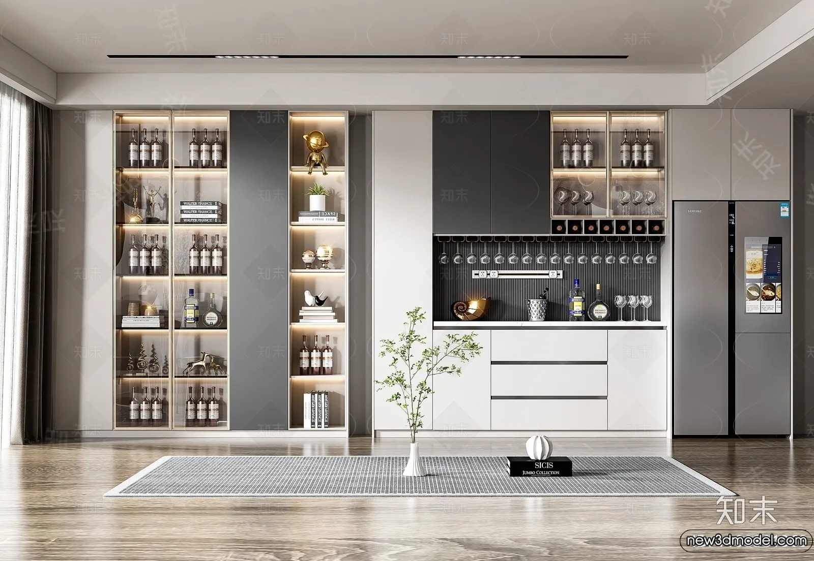 Wine Cabinet 3D Models – 3D Furniture for Interior Design – 121