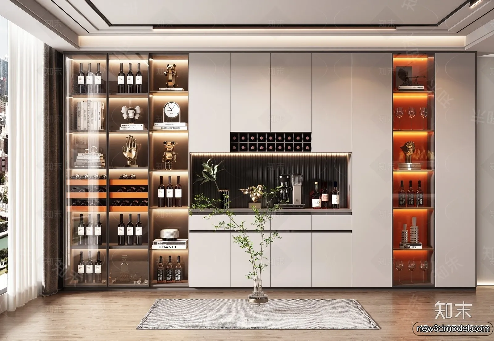 Wine Cabinet 3D Models – 3D Furniture for Interior Design – 124