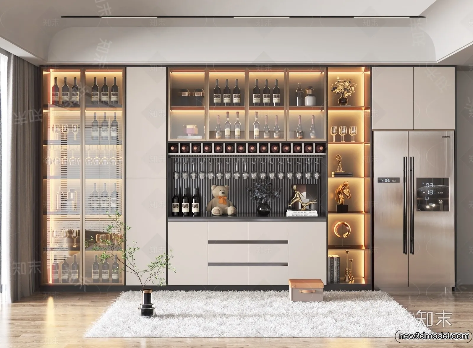 Wine Cabinet 3D Models – 3D Furniture for Interior Design – 132