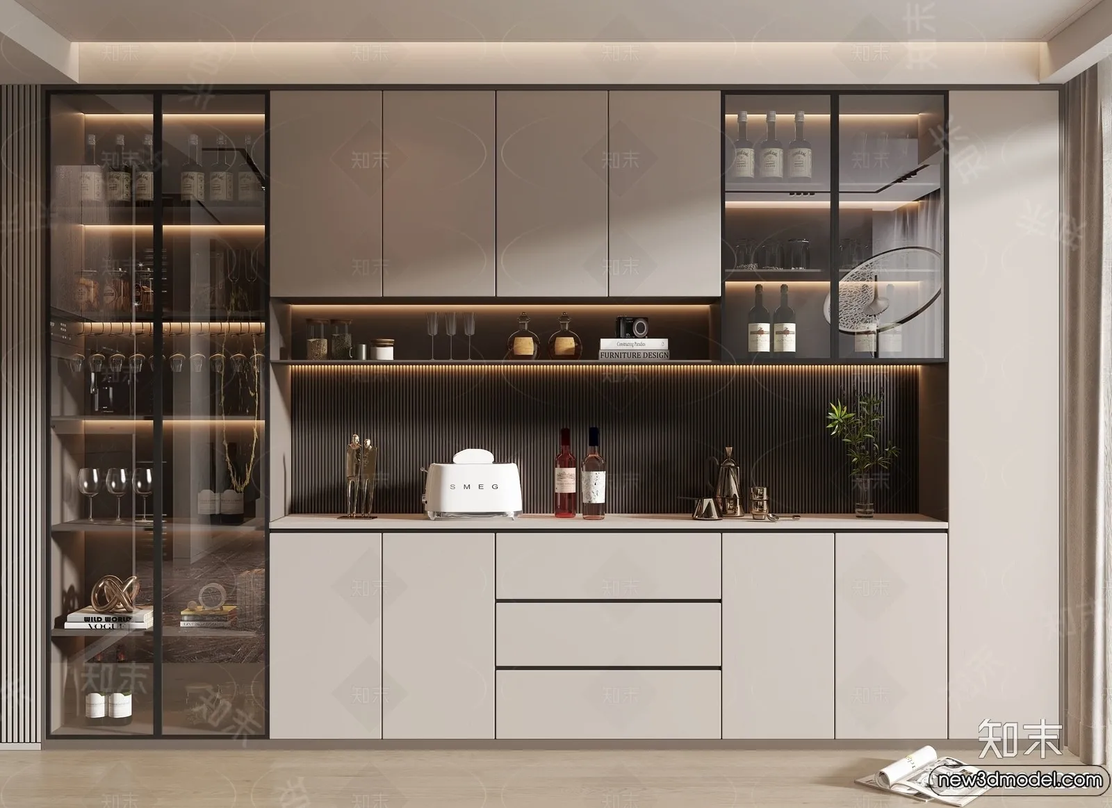 Wine Cabinet 3D Models – 3D Furniture for Interior Design – 136