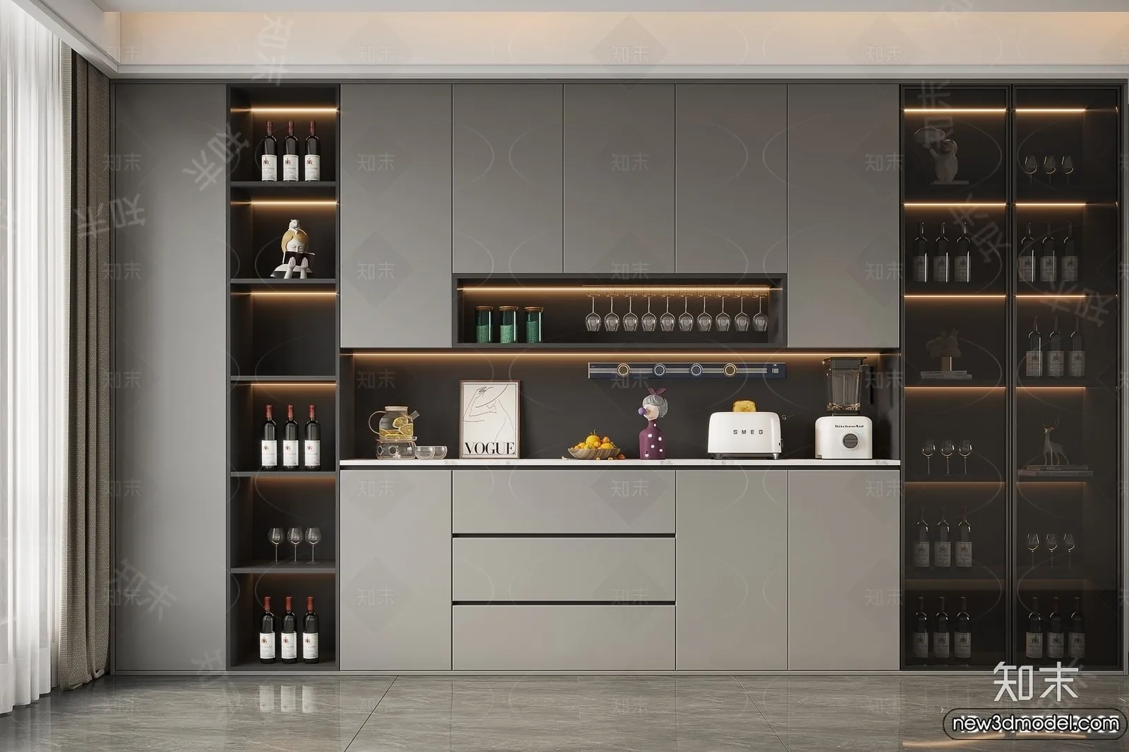 Wine Cabinet 3D Models – 3D Furniture for Interior Design – 154