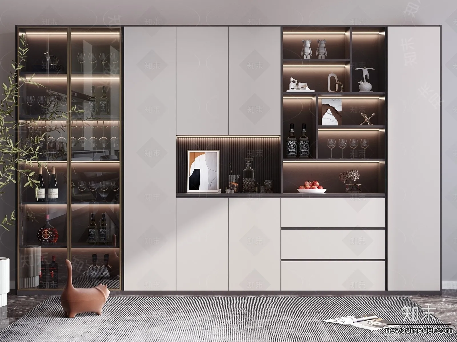 Wine Cabinet 3D Models – 3D Furniture for Interior Design – 163