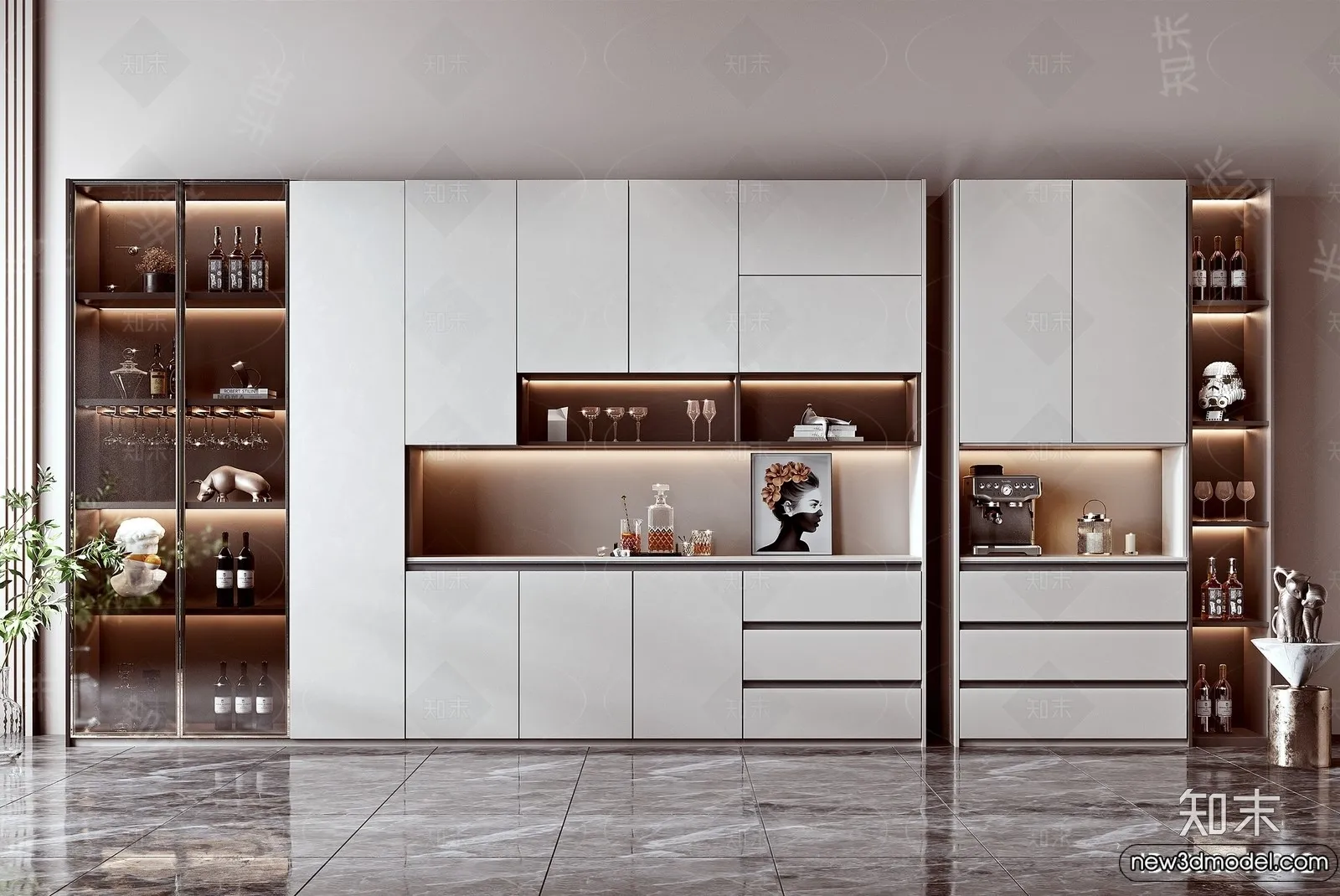 Wine Cabinet 3D Models – 3D Furniture for Interior Design – 166