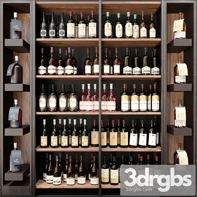 Wine Cabinet with Collection Wine 9 Wine Restaurant 3dsmax Download