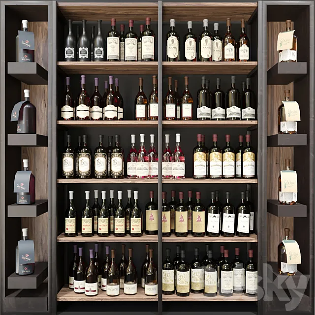 Wine cabinet with collection wine 9. Wine restaurant 3DS Max Model