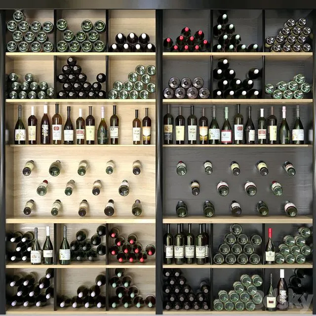 Wine cabinet with wine 3 3dsMax Model