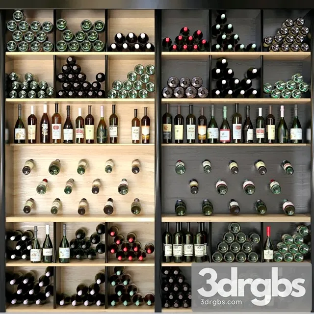 Wine cabinet with wine 3. alcohol 3dsmax Download