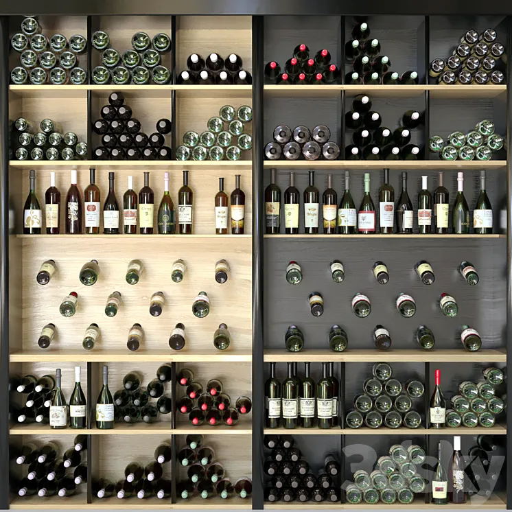 Wine cabinet with wine 3. Alcohol 3DS Max