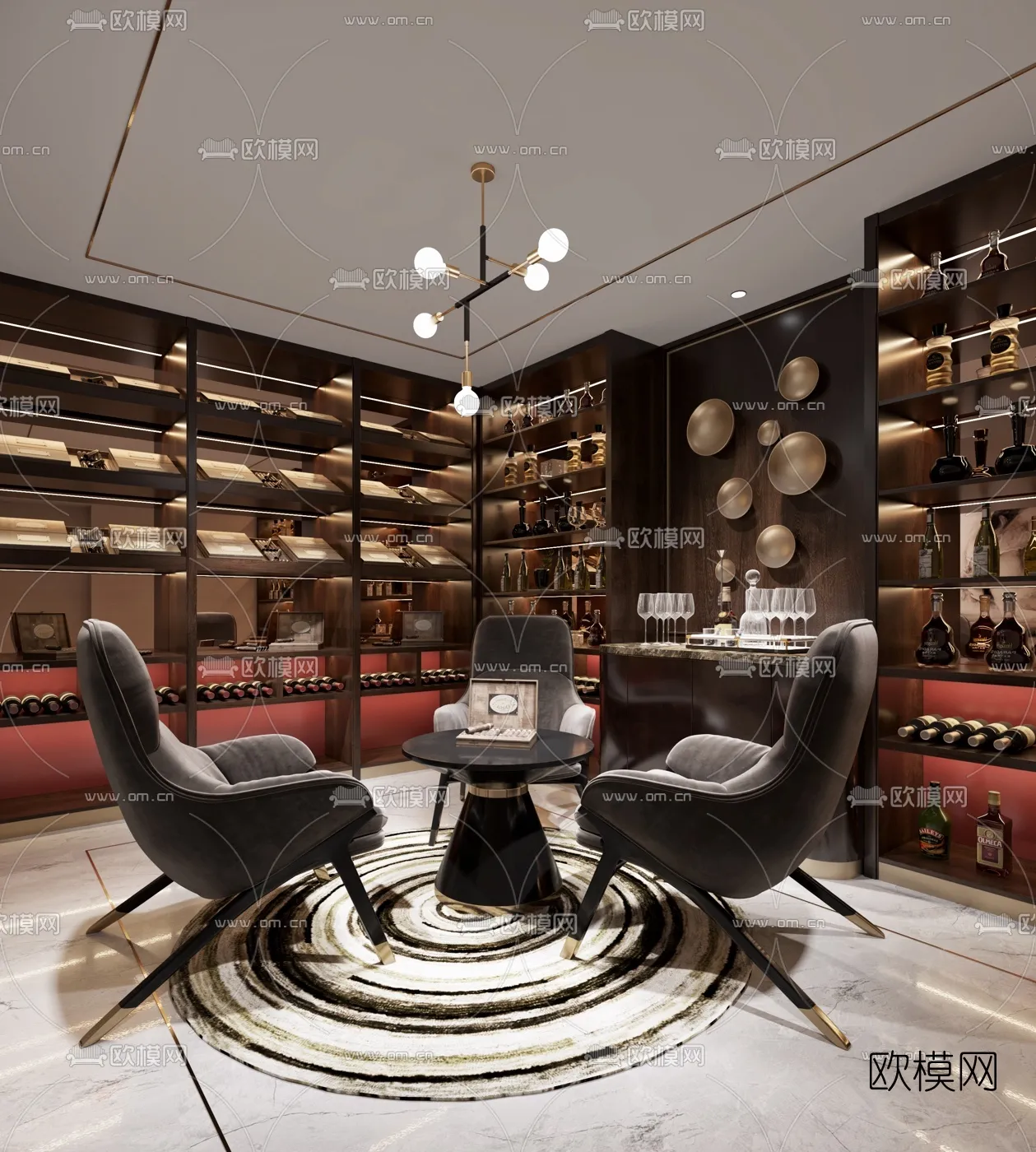 Wine Cellar 3D Model – Wine Cabinet – 007 – CORONA Render