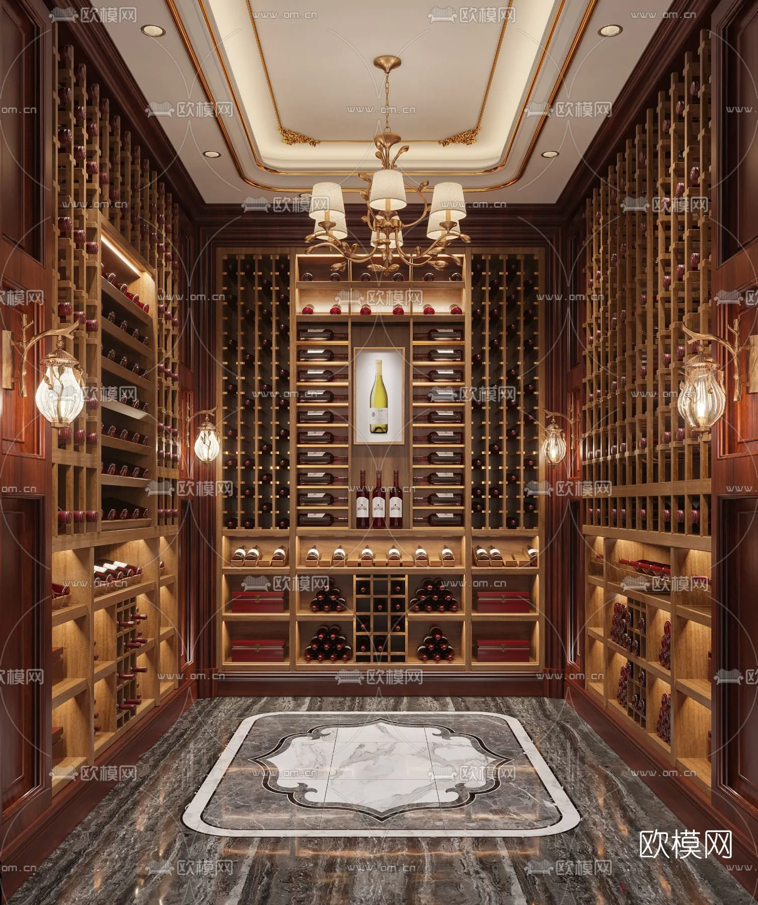 Wine Cellar 3D Model – Wine Cabinet – 020 – VRAY Render