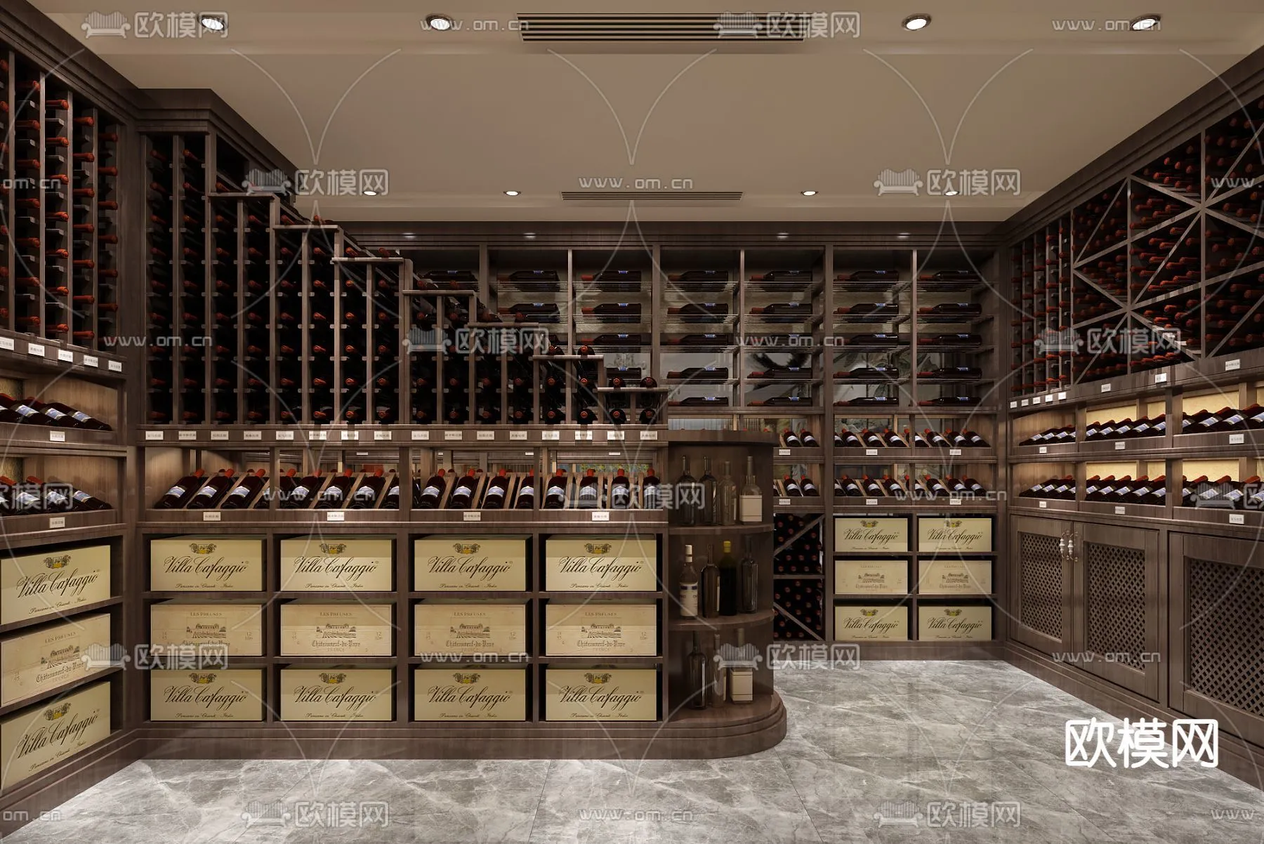 Wine Cellar 3D Model – Wine Cabinet – 034 – VRAY Render