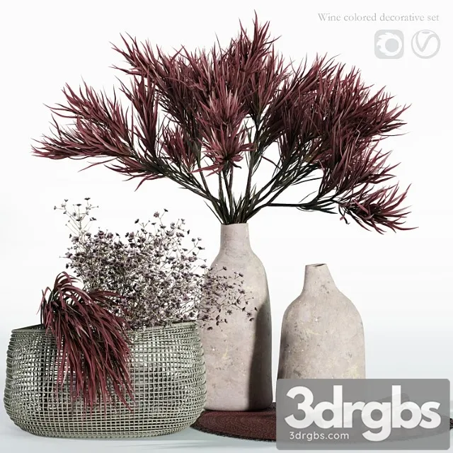 Wine Colored Decorative Set 3dsmax Download