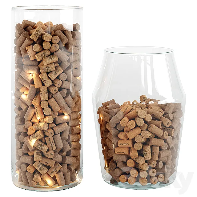 Wine corks in a vase decor 3DS Max Model