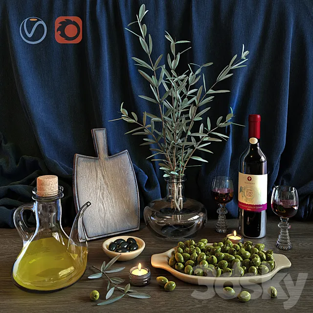 Wine & Olive Set 3DSMax File