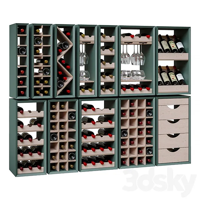 Wine sections for kitchen sets. 3ds Max