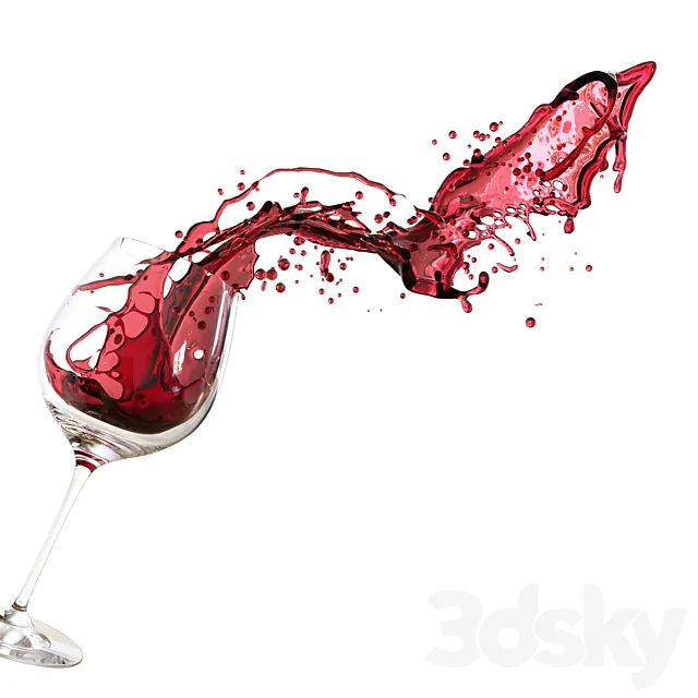 Wine splash + glass of Spiegelau 3ds Max