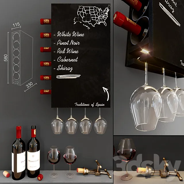 Wine Wall Decorative Cabinet 3DSMax File