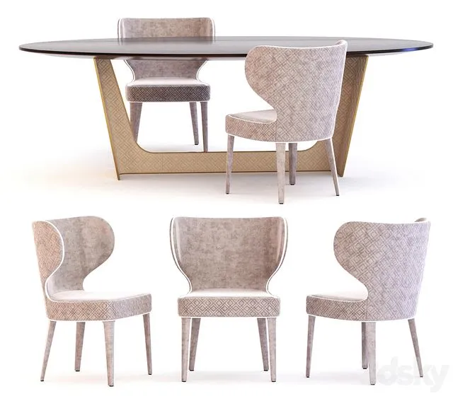 Wings table and chair of Aida factory RUGIANO 3dsMax Model