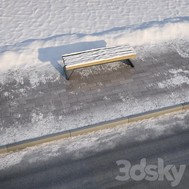 winter pavement with a road 3DS Max Model