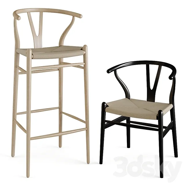 Wishbone Chair 4-in-1 3ds Max