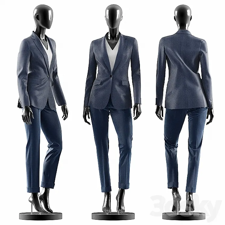 Woman Blue Suit 3DS Max