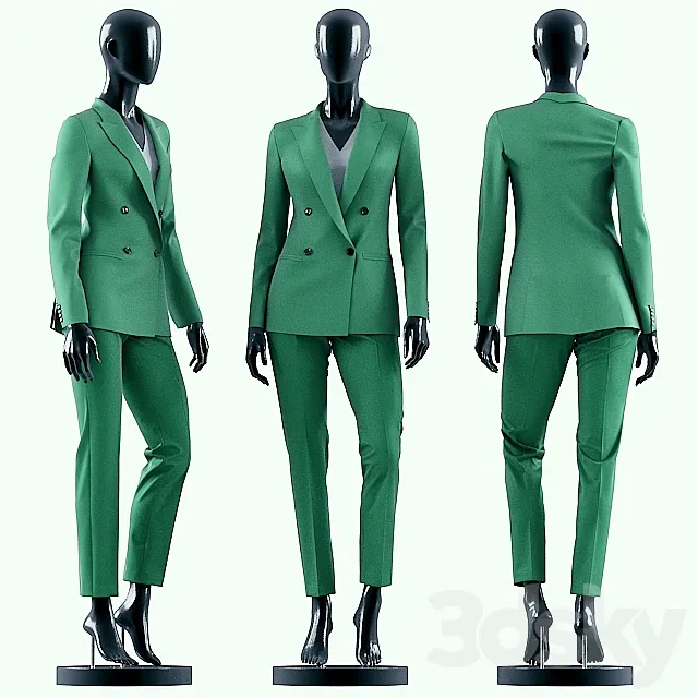 Woman Green Suit 3DS Max Model