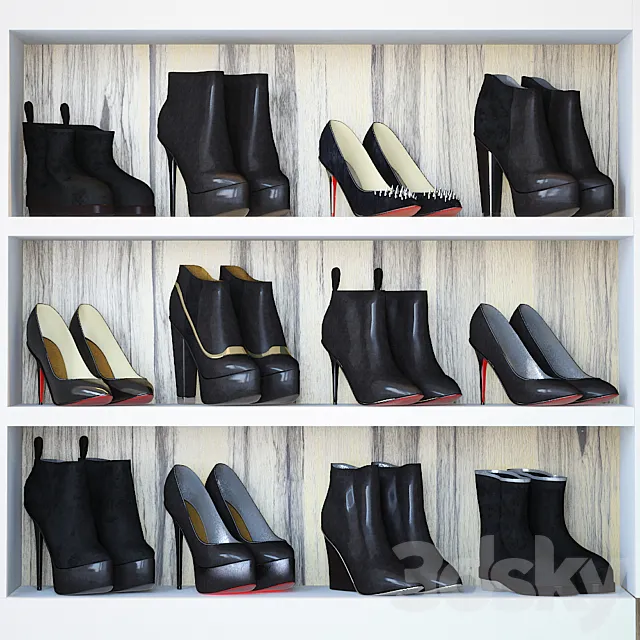 Woman shoes set – black 3DSMax File