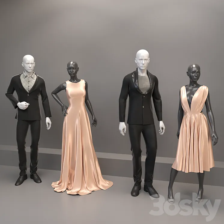 Women and men clothing 3DS Max