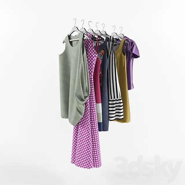 women’s clothing on hangers 3ds Max