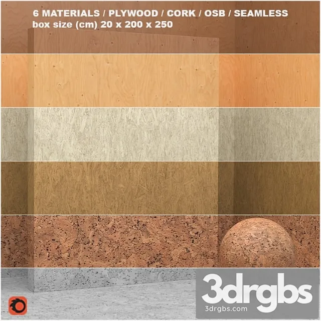 Wood 1 6 materials (seamless) – plywood osb cork – set 5 3dsmax Download