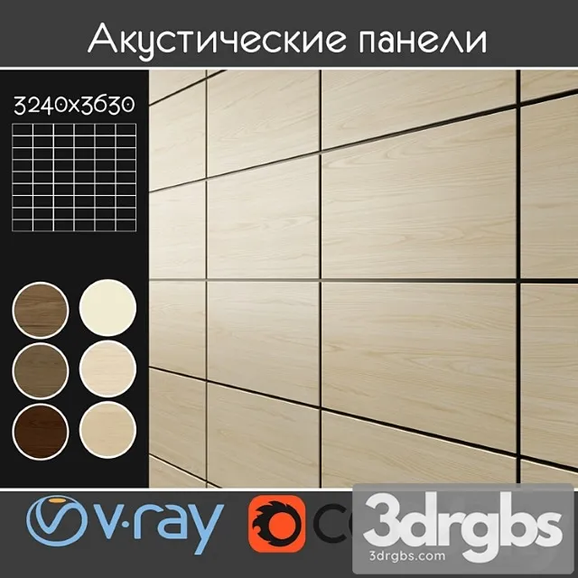 Wood  20 Acoustic decorative panels 6 kinds set 3 3dsmax Download