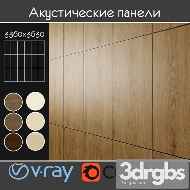 Wood  22 Acoustic decorative panels 6 kinds set 4 3dsmax Download