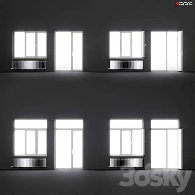 Wood-aluminum windows 3DS Max Model